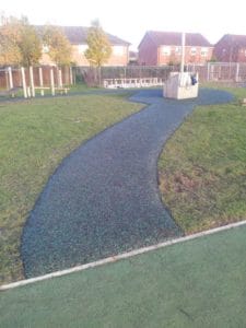 Bonded rubber mulch path
