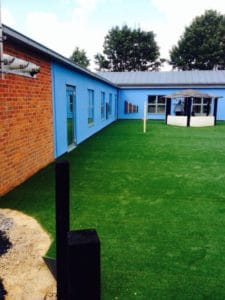 Artificial grass playground outside