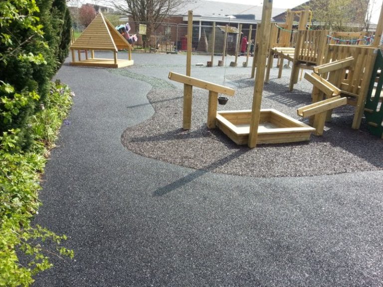 Birmingham Primary School bonded rubber mulch play area Abacus Playgrounds